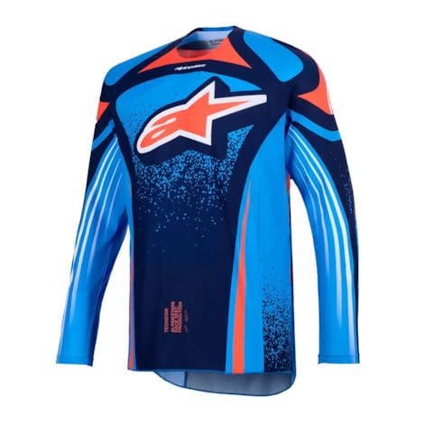 Camisa Alpinestars Techstar Nomur Azul Marinho Laranja Azul