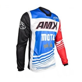 Camisa AMX Infantil Prime Moto - Azul Branco Vermelho