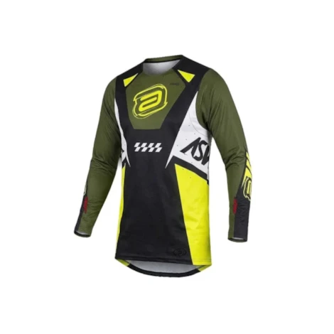 Camisa ASW Concept Chevron Preto Verde Amarelo Flúor