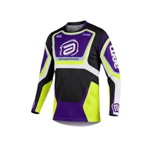 Camisa ASW Image Cyber Preto Roxo Amarelo Flúor