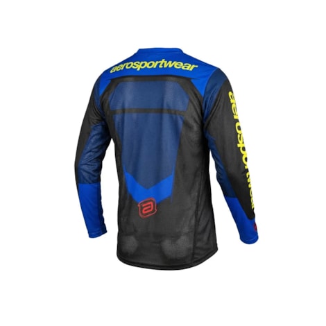 Segunda imagem do produto Camisa ASW Image Enduro Hades Preto Azul Amarelo Flúor