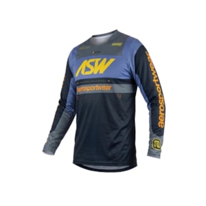 Camisa ASW Image Enduro Hades Preto Laranja Amarelo