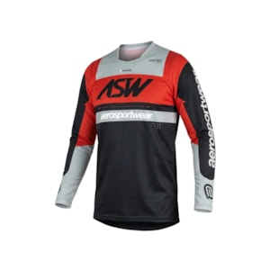 Camisa ASW Image Enduro Hades Preto Vermelho Cinza