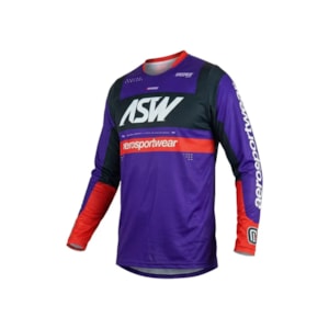 Camisa ASW Image Enduro Hades Roxo Preto Vermelho