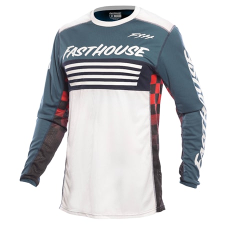 Camisa Fasthouse Grindhouse Omega Branco Azul Vermelho