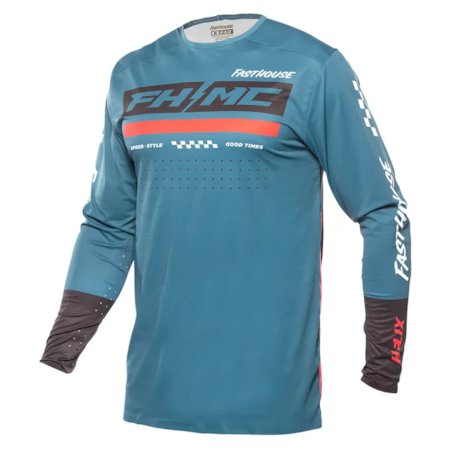 Camisa Fasthouse MX Helix Podium Vermelho Preto Teal