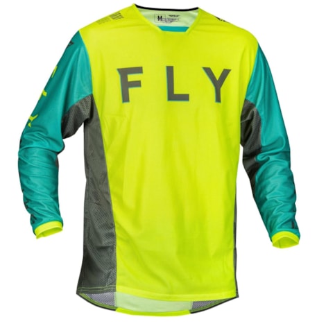 Camisa Fly Kinetic Mesh Kore - Amarelo Flúor Teal Cinza