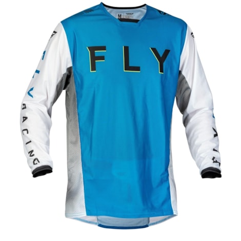 Camisa Fly Kinetic Mesh Kore - Azul Branco Amarelo Flúor