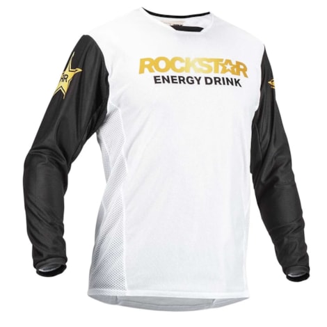 Camisa Fly Kinetic Rockstar Mesh - Branco Preto Dourado