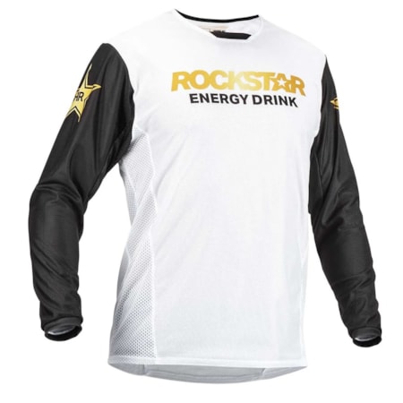 Camisa Fly Kinetic Rockstar Mesh - Branco Preto Dourado