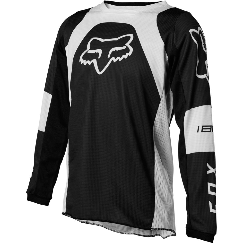 Camisa Fox 180 Lux Preto Branco Motocross e Trilha