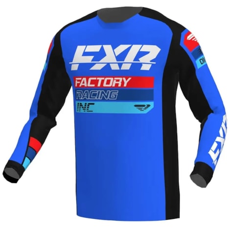 Camisa FXR Clutch MX Preto Azul Vermelho
