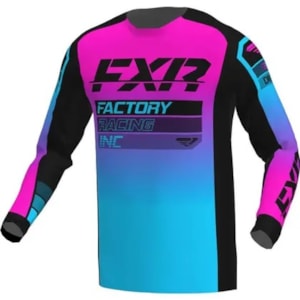 Segunda imagem do produto Camisa FXR Clutch MX Preto Sky Rosa