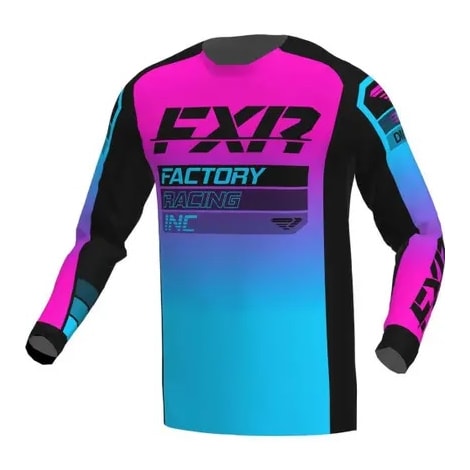 Segunda imagem do produto Camisa FXR Clutch MX Preto Sky Rosa