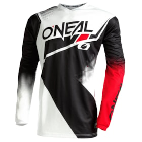 Camisa Oneal Element Racewear - Preto Branco Vermelho