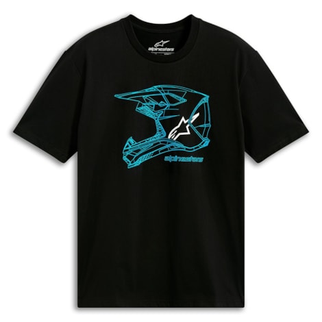 Camiseta Alpinestars MX Helmet Preto Azul