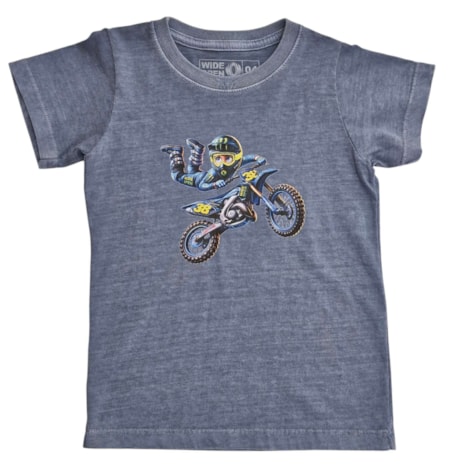 Camiseta Infantil Wide Open Motomix Chumbo