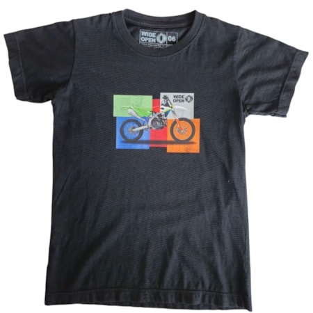 Camiseta Infantil Wide Open Motomix Preto