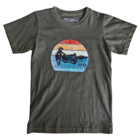 Camiseta Infantil Wide Open Sol Verde Militar