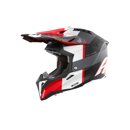 Capacete Airoh Aviator 3 Monarch Cinza Vermelho Fosco