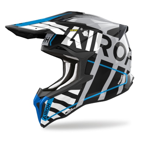 Capacete Airoh Strycker Brave Azul Cinza Gloss