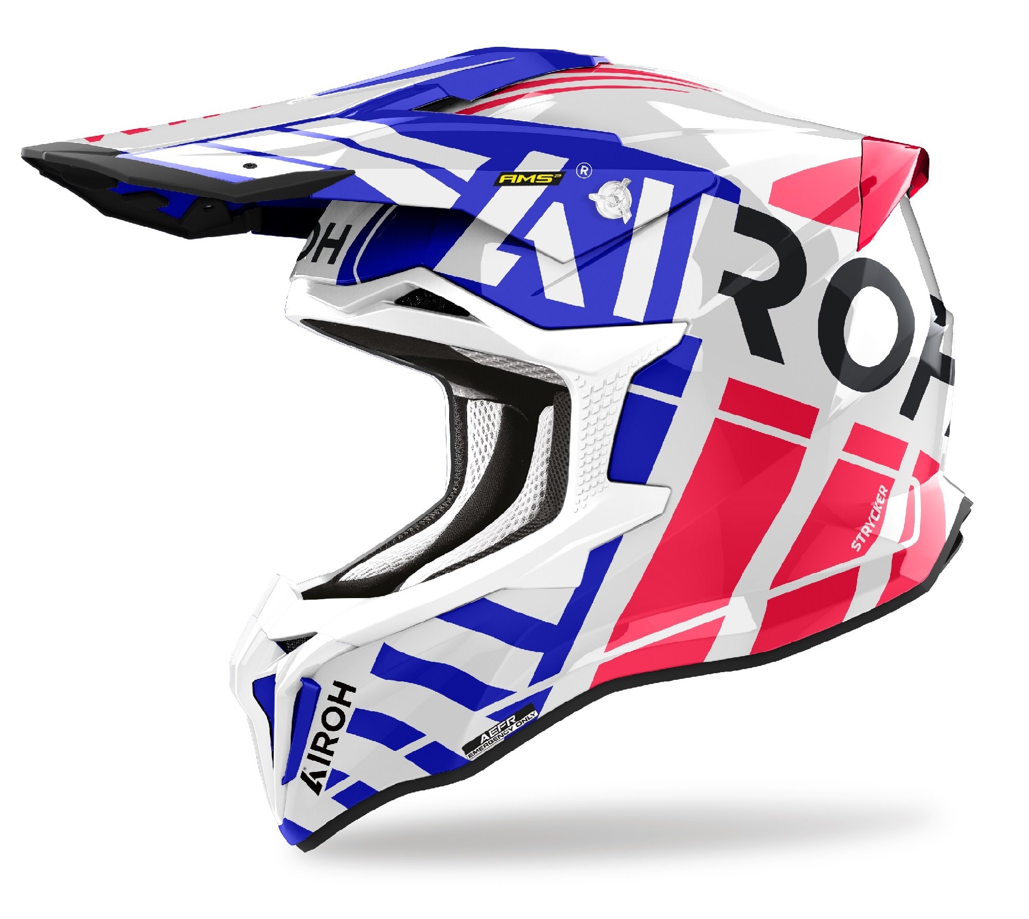 Capacete Airoh Strycker Brave Azul Vermelho Gloss