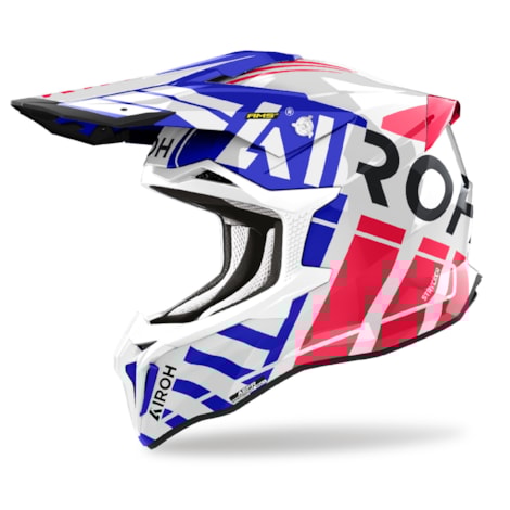Capacete Airoh Strycker Brave Azul Vermelho Gloss