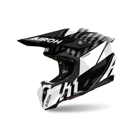 Capacete Airoh Twist 3 Thunder Preto Branco