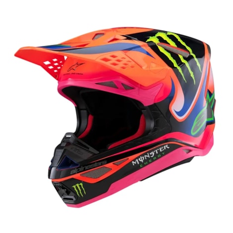 Capacete Alpinestars SM10 Deegan Monster - Laranja Flúor Roxo Rosa