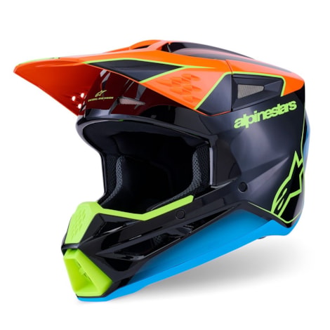 Segunda imagem do produto Capacete Alpinestars SM3 Fray Preto Laranja Amarelo