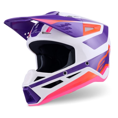 Capacete Alpinestars SM3 Heat Branco Roxo Rosa