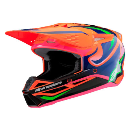 Capacete Alpinestars SM3 Infantil Deegan Laranja Flúor Roxo Rosa
