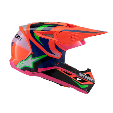 Segunda imagem do produto Capacete Alpinestars SM3 Infantil Deegan Laranja Flúor Roxo Rosa
