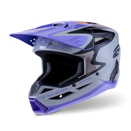 Capacete Alpinestars SM3 Infantil Jettson Cinza Roxo Preto