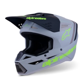 Capacete Alpinestars SM3 Radium Cinza Preto Amarelo Flúor