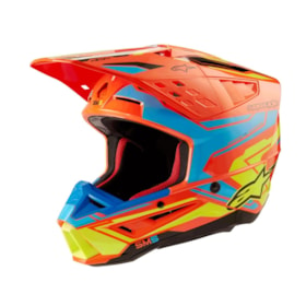 Capacete Alpinestars SM5 Action 2 - Laranja Flúor Azul Amarelo Flúor