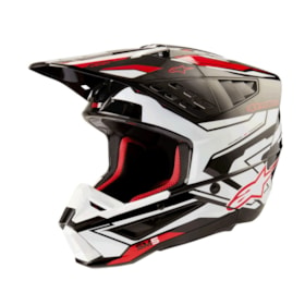 Capacete Alpinestars SM5 Action 2 - Preto Branco Vermelho Gloss