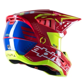 Capacete Alpinestars SM5 Action Bright Vermelho Branco Amarelo Flúor