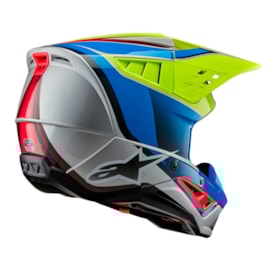 Segunda imagem do produto Capacete Alpinestars SM5 Sail Amarelo Flúor Azul Prata Gloss