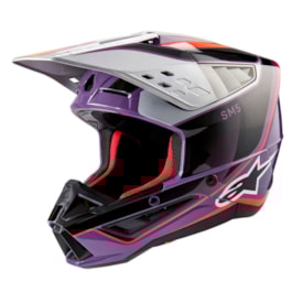 Capacete Alpinestars SM5 Sail Roxo Preto Prata Gloss