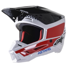 Capacete Alpinestars SM5 Speed Branco Dark Azul Vermelho Glossy