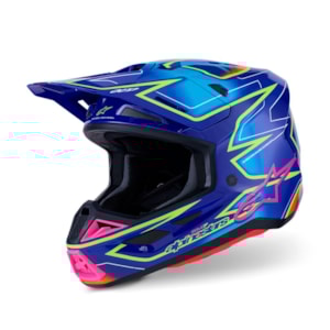 Capacete Alpinestars SM7 Cast Azul Rosa Amarelo Flúor