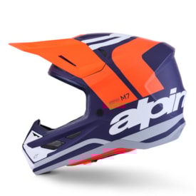 Segunda imagem do produto Capacete Alpinestars SM7 Core Laranja Azul Fosco