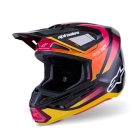 Capacete Alpinestars SM7 Rise Preto Amarelo Rosa