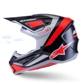 Segunda imagem do produto Capacete Alpinestars SM7 Rise Preto Prata Vermelho