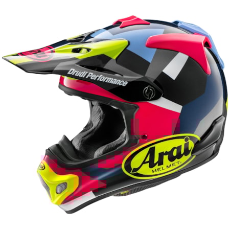Capacete Arai MX-V Evo Block Preto Rosa Amarelo