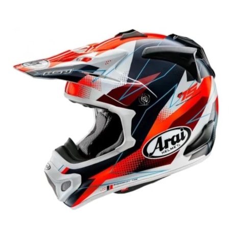 Capacete Arai MX-V Evo Resolute Branco Preto Vermelho