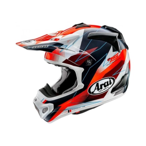 Capacete Arai MX-V Evo Resolute Branco Preto Vermelho