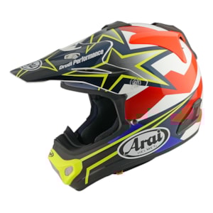 Capacete Arai MX-V Evo Stars & Stripes Preto Branco Vermelho Amarelo