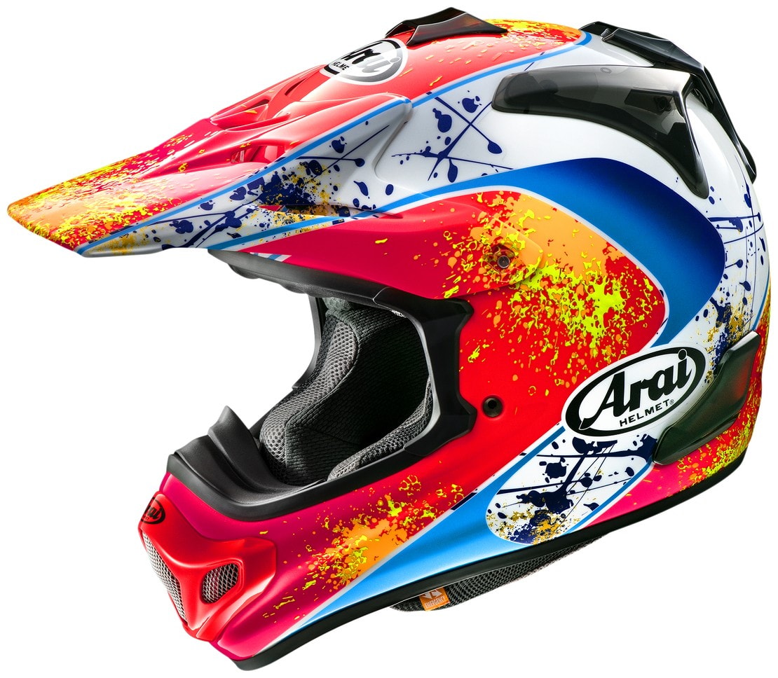 Capacete Arai MX-V Evo Staton Laranja Branco Azul